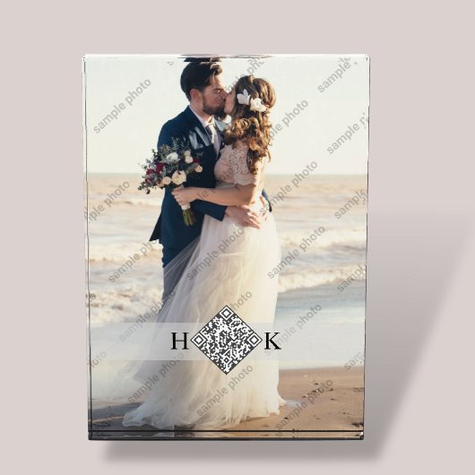 Bloc Photo Portrait mariage | Code QR du monogramme