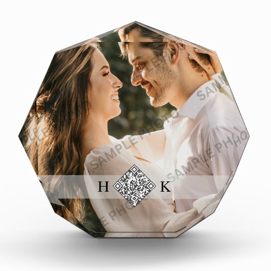 Bloc Photo Portrait mariage | Code QR du monogramme