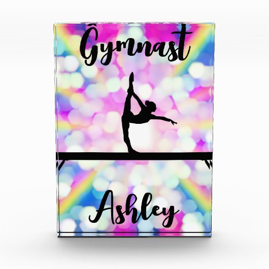 Bloc Photo Poudre de gymnastique Rainbow Bokeh personnalisée (Devant)