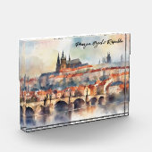Bloc Photo Prague Czech Republic Watercolor Panorama View (Gauche)