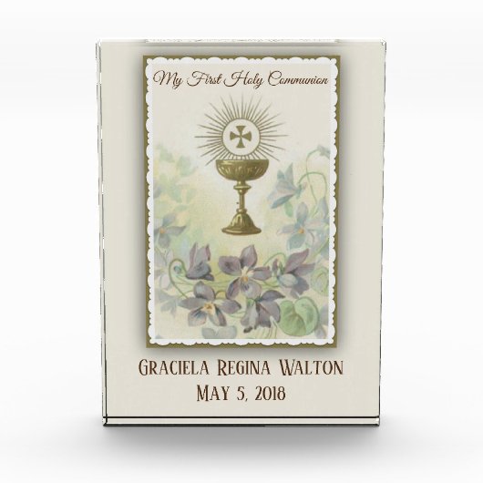 Bloc Photo Première Communion Sainte Jésus Hôte Chalice Keeps (Devant)