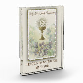 Bloc Photo Première Communion Sainte Jésus Hôte Chalice Keeps (Gauche)