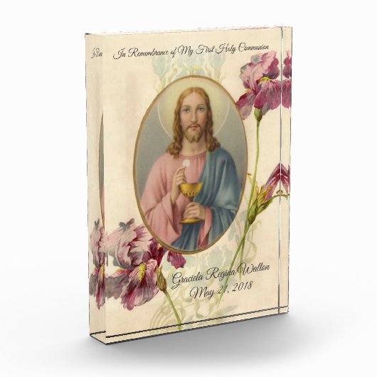 Bloc Photo Première Sainte Communion Jésus Hôte Chalice (Gauche)