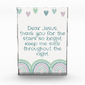 Bloc Photo Prière chrétienne pour enfants Vert & Rose | (Devant)