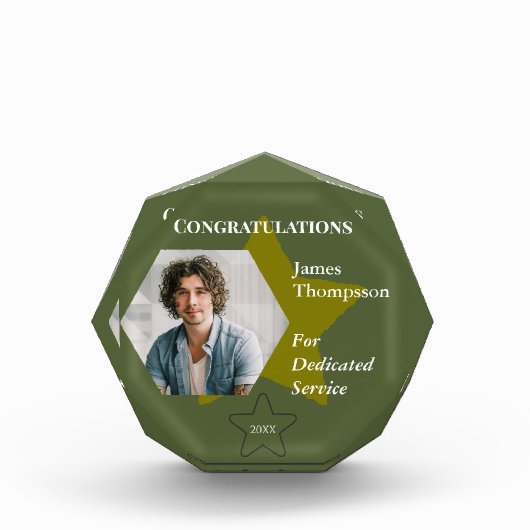 Bloc Photo Prix du service militaire vert avec Gold Star (Devant)