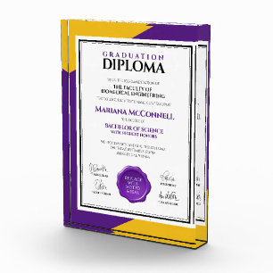 Bloc Photo Purple Gold School College University Graduation