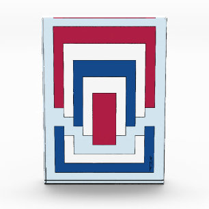 Bloc Photo Rectangle Abstrait en rouge, blanc et bleu