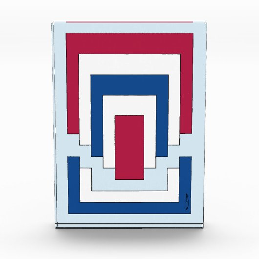 Bloc Photo Rectangle Abstrait en rouge, blanc et bleu (Devant)