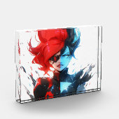 Bloc Photo Red Blue Fire Ice Comic Style Anime Girl (Gauche)