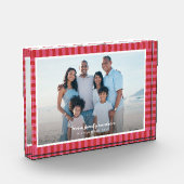 Bloc Photo Red pink striped frame custom text  (Gauche)