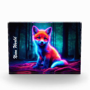 Bloc Photo Renard néon mystique dans une forêt enchantée