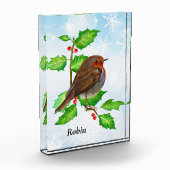 Bloc Photo Robin Bird sur la peinture à l'aquarelle Holly (Gauche)