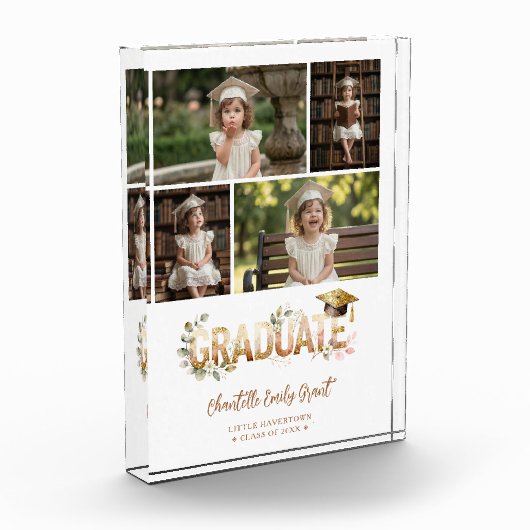 Bloc Photo Romantic Botanical 5 Photo Graduation Keepsake (Gauche)