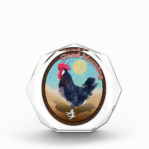 Bloc Photo Rooster de Minorque Bonjour Vintage Oval