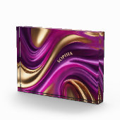 Bloc Photo Rose Abstrait-violet moderne et or- (Droite)