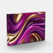 Bloc Photo Rose Abstrait-violet moderne et or- (Gauche)