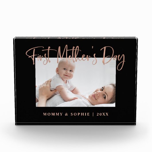 Bloc Photo Rose Doré| Jour de la première mère de Script mode (Devant)