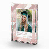Bloc Photo Rose Gold Marble Moderne Graduation Girl (Droite)