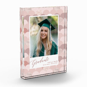Bloc Photo Rose Gold Parties scintillant Girl Trendy Graduati