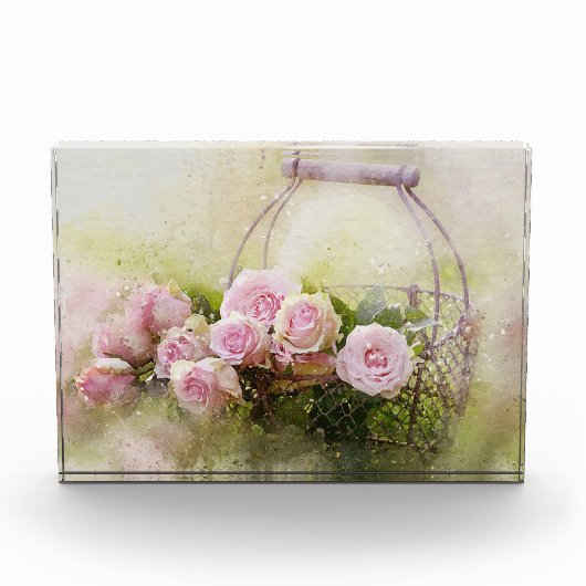 Bloc Photo Rose rose avec panier (Devant)