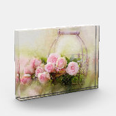 Bloc Photo Rose rose avec panier (Gauche)