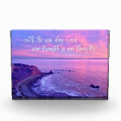 Bloc Photo Rose violet océan Sunset Inspiration Citation Gras (Devant)