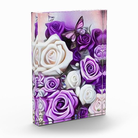 Bloc Photo Roses blancs et violets (Gauche)