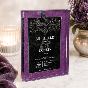 Bloc Photo Roses violettes de mariage de corbeau noir gothiqu