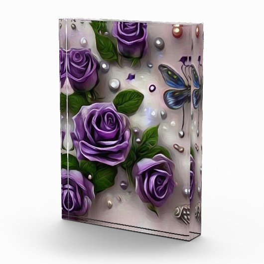 Bloc Photo Roses Violettes & Perles (Droite)
