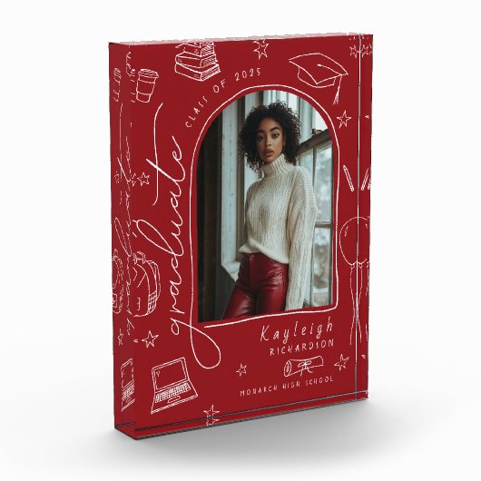 Bloc Photo Rouge Retro Main dessinée Blocage photo (Gauche)