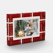 Bloc Photo Rouge traditionnel Plaid Cosy Cabine Noël Cadeau (Gauche)