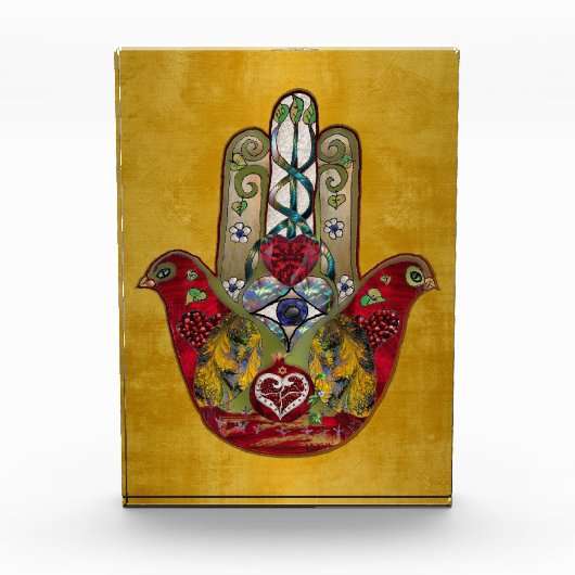 Bloc Photo Ruby Pomegranate Heart Red Bird Hamsa (Devant)