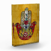 Bloc Photo Ruby Pomegranate Heart Red Bird Hamsa (Gauche)
