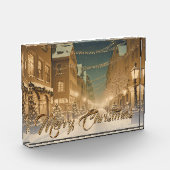 Bloc Photo Rues de Noël couvertes de neige dans un centre-vil (Gauche)