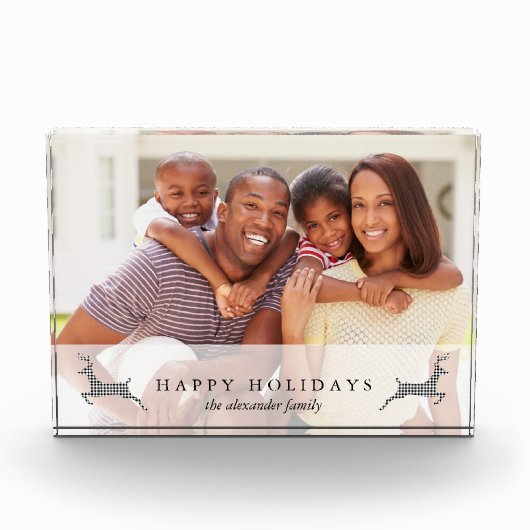 Bloc Photo Rustic Happy Holidays Photo with Deer Photo Block (Devant)