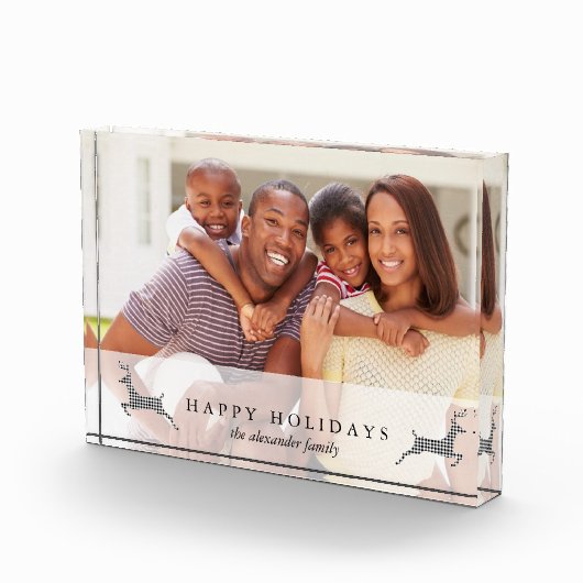 Bloc Photo Rustic Happy Holidays Photo with Deer Photo Block (Droite)