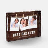 Bloc Photo Rustic Wood Meilleur Papa Jamais Collage Fête des  (Gauche)