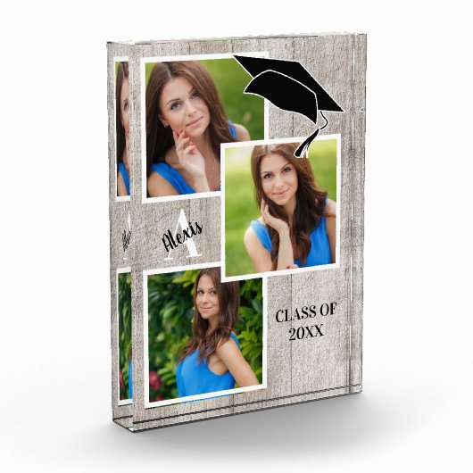 Bloc Photo Rustic Wood Senior Portrait Collage (Gauche)