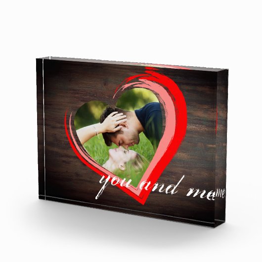 Bloc Photo Rustic Wood Two Hearts Photo Valentine's Day (Droite)