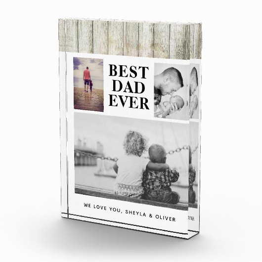 Bloc Photo Rustique Bois Meilleur Papa Jamais 3 (Droite)