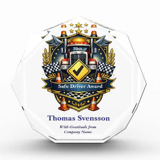 Bloc Photo Safe Driver Award Truck Driver Recognition (Devant)