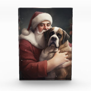 Bloc Photo Saint-Bernard avec le Père Noël Festif de Noël