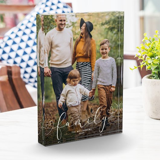 Bloc Photo Script Coeur moderne de famille personnalisée