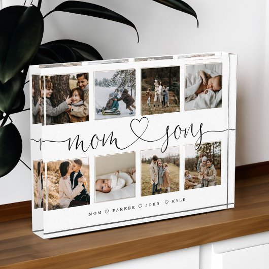 Bloc Photo Script de coeur Maman & Sons | Collage de la grill
