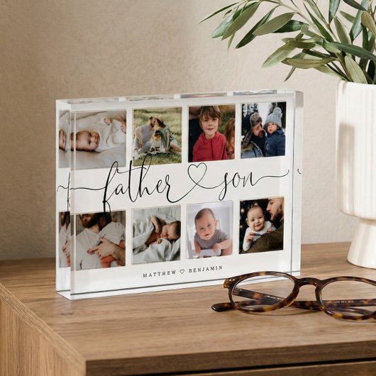 Bloc Photo Script de coeur Père Fils | Collage de la grille d