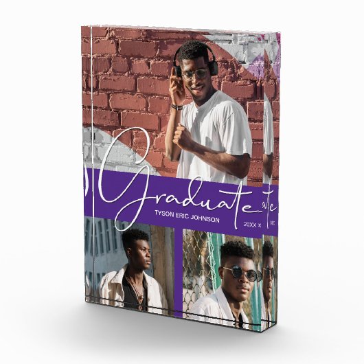 Bloc Photo Script d'études supérieures sur collage violet (Droite)