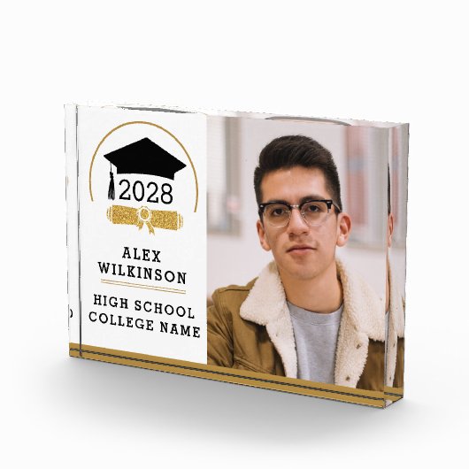 Bloc Photo Script moderne Casquette Grad Grad Graduation simp (Droite)