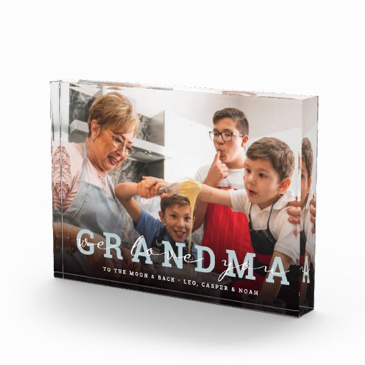 Bloc Photo Script moderne 'We Love You - Grand-mère' Photo en (Droite)