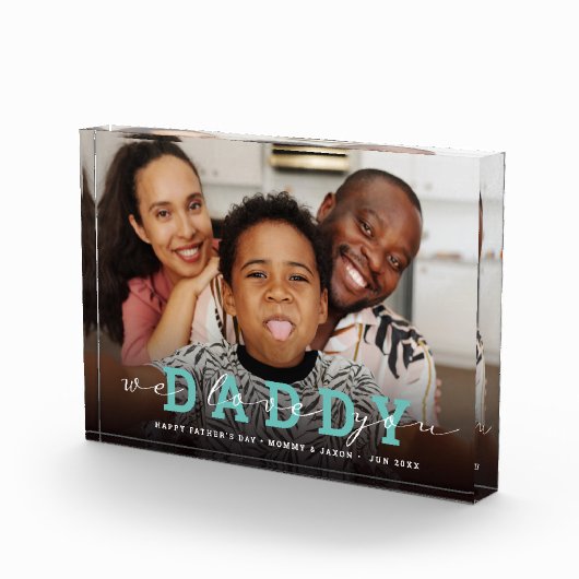 Bloc Photo Script moderne 'We Love You - Papa' Photo en verre (Droite)