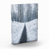 Bloc Photo Sentier forestier hivernal brumeux Affiche de pays (Gauche)
